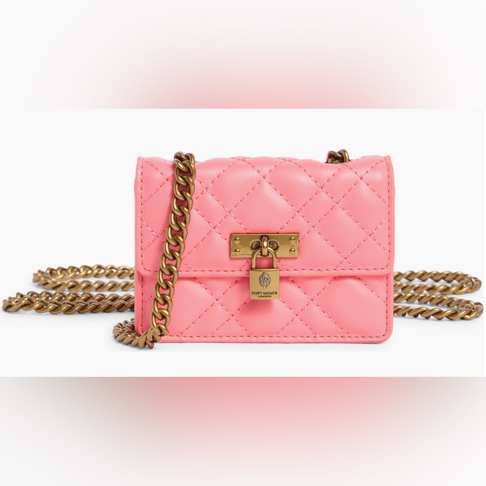Kurt Geiger London Micro Brixton Quilted Shoulder Bag in Open Pink New w/ Tags - Picture 2 of 6